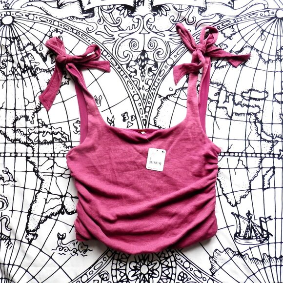 Free People || Boulevard Rouched Cropped Tank Top - Picture 1 of 11